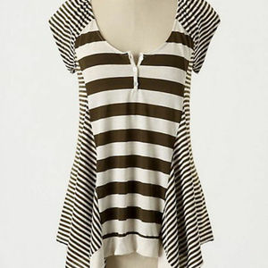 Anthropologie Thick & Thin Henley Short Sleeve T-Shirt Tunic Top By Three Dots S